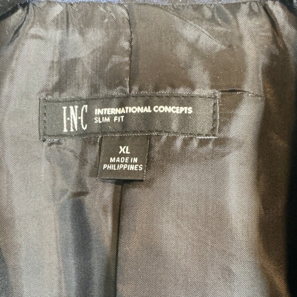 INC International Concepts Mens XL Slim Fit Blazer Navy Floral Jacquard Jacket - Picture 2 of 10